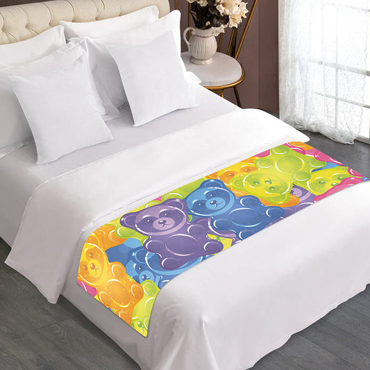 Colorful Gummy Bear Print Bed Runner