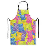 Colorful Gummy Bear Print Bib Apron With Pocket