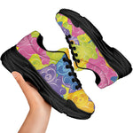 Colorful Gummy Bear Print Black Chunky Shoes