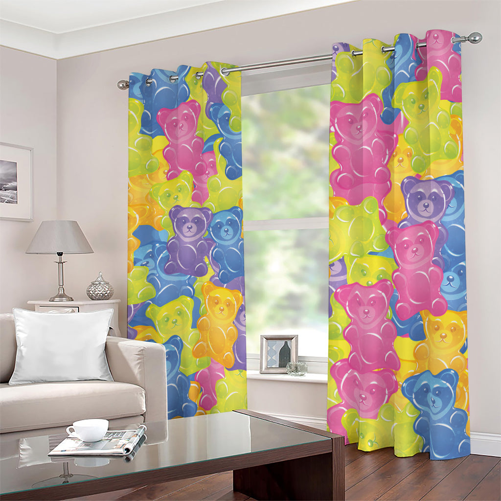 Colorful Gummy Bear Print Blackout Grommet Curtains