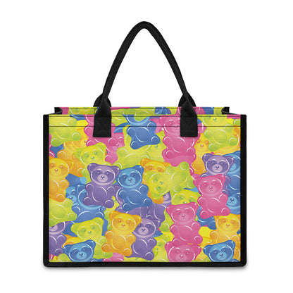 Colorful Gummy Bear Print Canvas Tote Bag