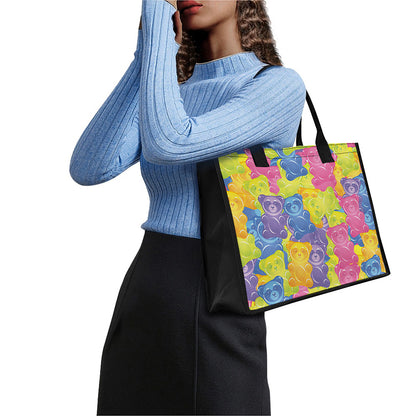 Colorful Gummy Bear Print Canvas Tote Bag