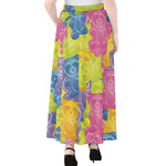 Colorful Gummy Bear Print Chiffon Maxi Skirt