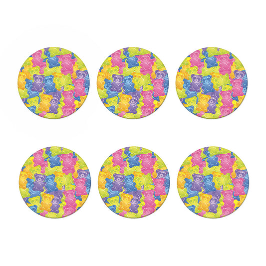 Colorful Gummy Bear Print Coaster Set