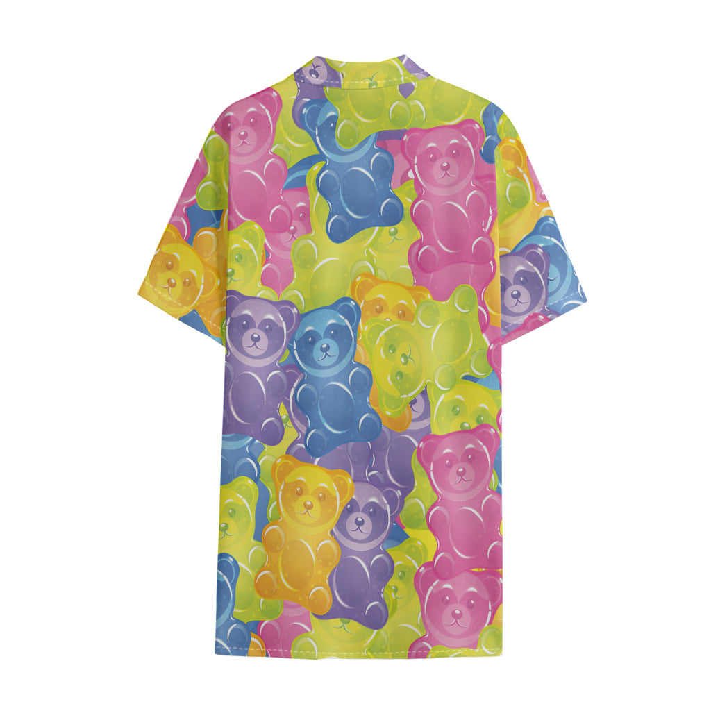 Colorful Gummy Bear Print Cotton Hawaiian Shirt