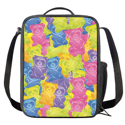 Colorful Gummy Bear Print Crossbody Lunch Bag