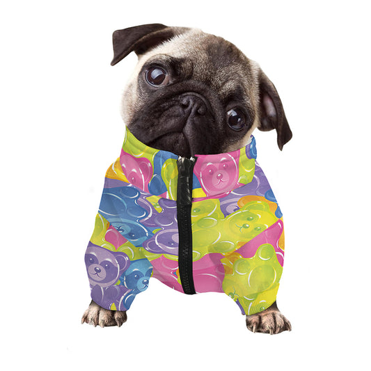 Colorful Gummy Bear Print Dog Zip Up Jacket