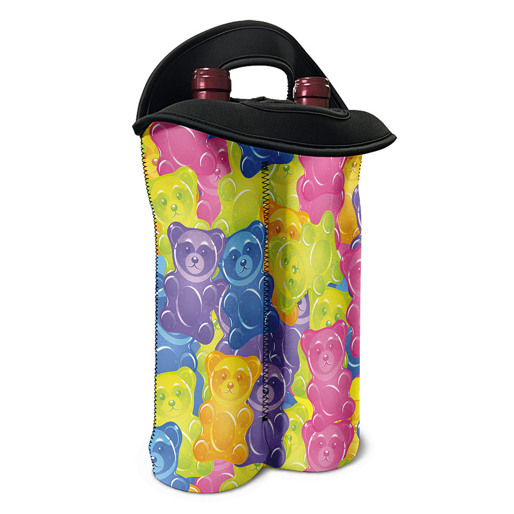 Colorful Gummy Bear Print Double Neoprene Wine Tote