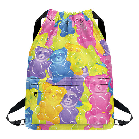 Colorful Gummy Bear Print Drawstring Backpack
