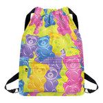 Colorful Gummy Bear Print Drawstring Backpack