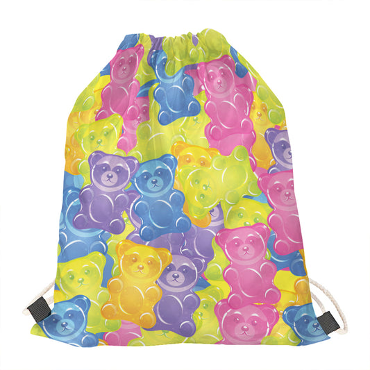 Colorful Gummy Bear Print Drawstring Bag