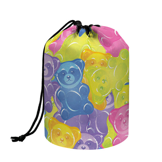 Colorful Gummy Bear Print Drawstring Makeup Bag