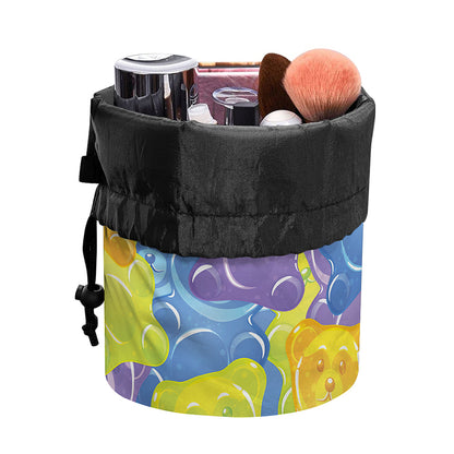 Colorful Gummy Bear Print Drawstring Makeup Bag