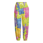 Colorful Gummy Bear Print Fleece Lined Knit Pants