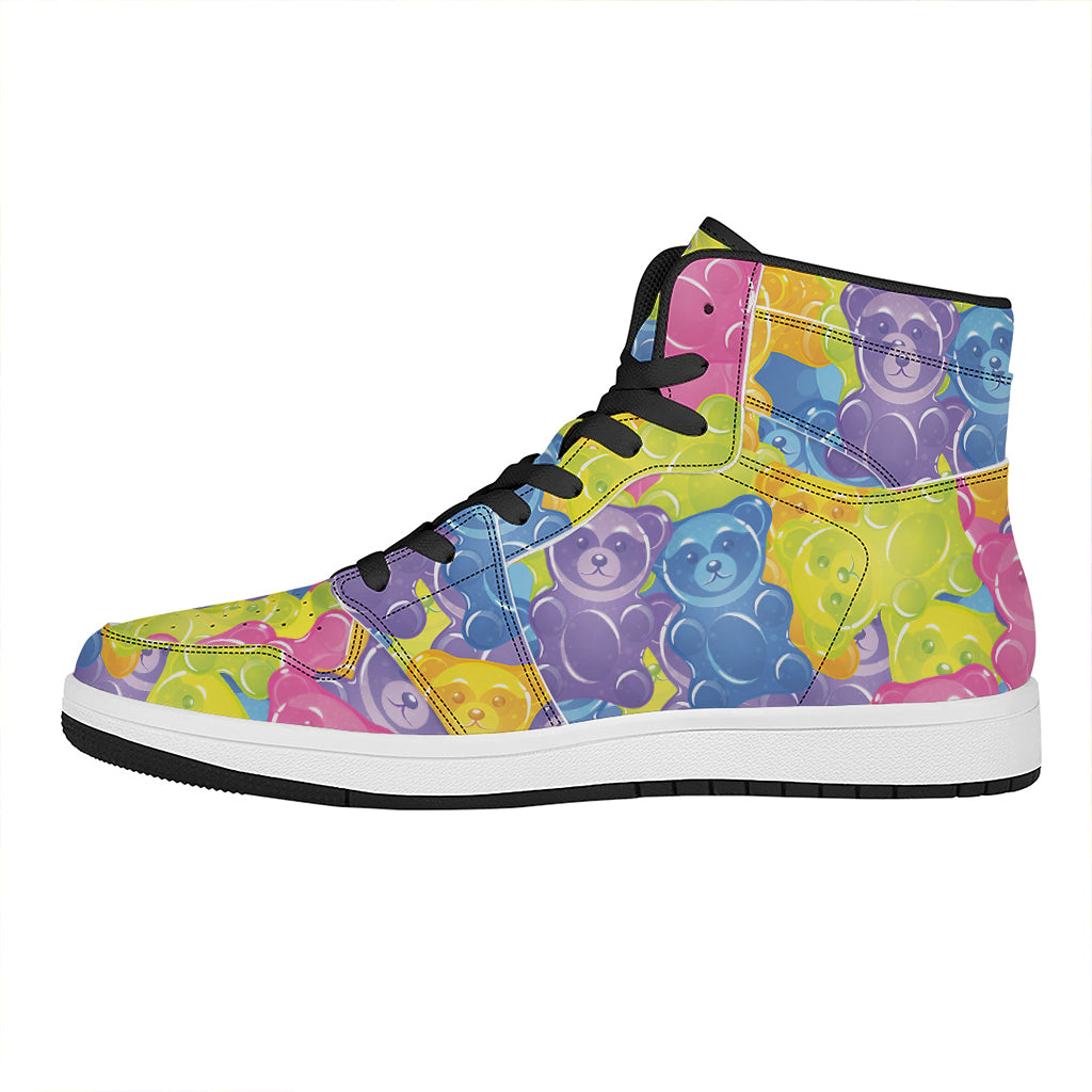 Colorful Gummy Bear Print High Top Leather Sneakers