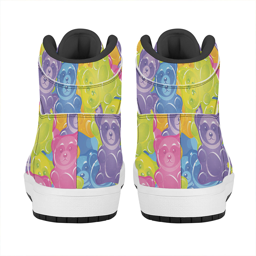 Colorful Gummy Bear Print High Top Leather Sneakers