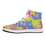 Colorful Gummy Bear Print High Top Leather Sneakers