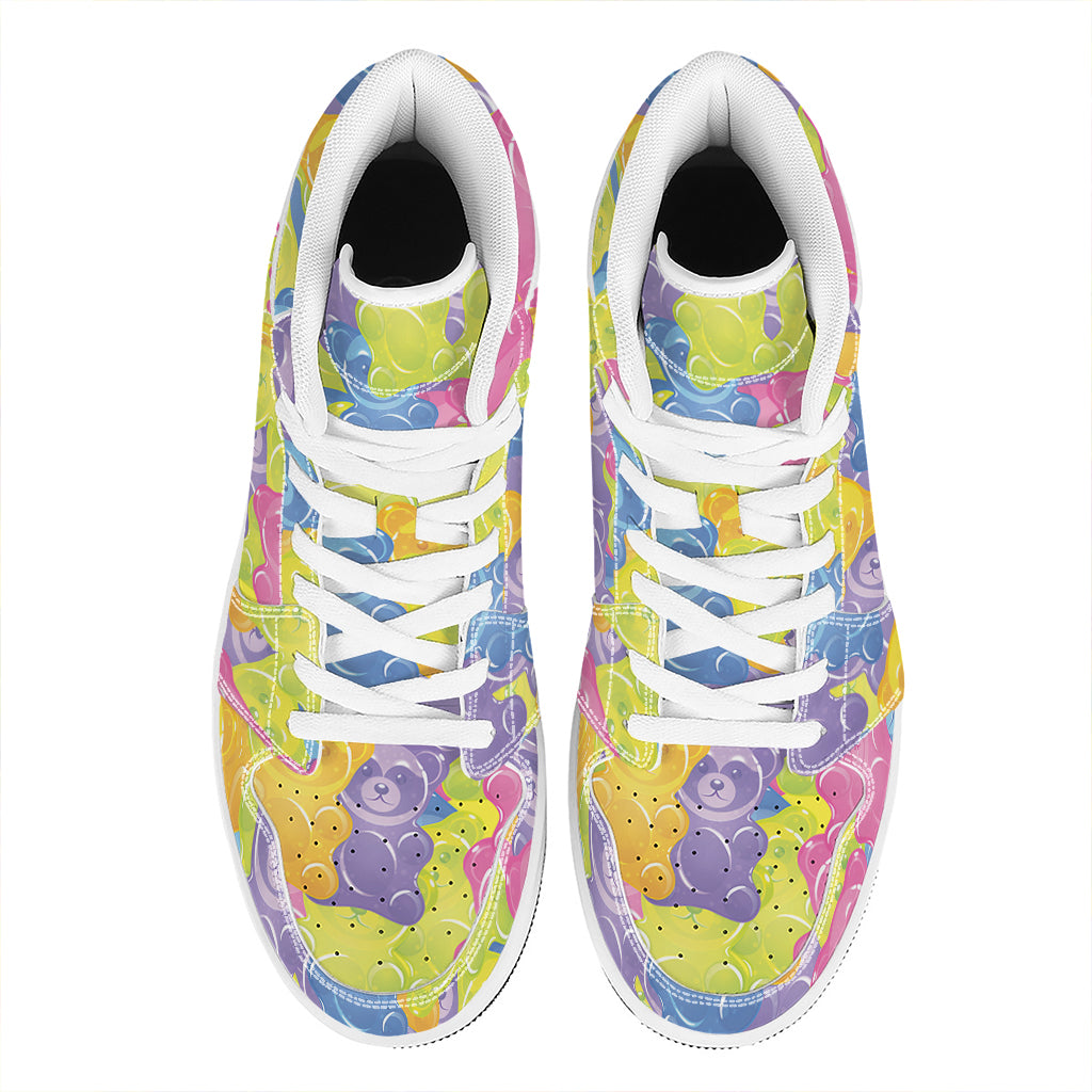 Colorful Gummy Bear Print High Top Leather Sneakers