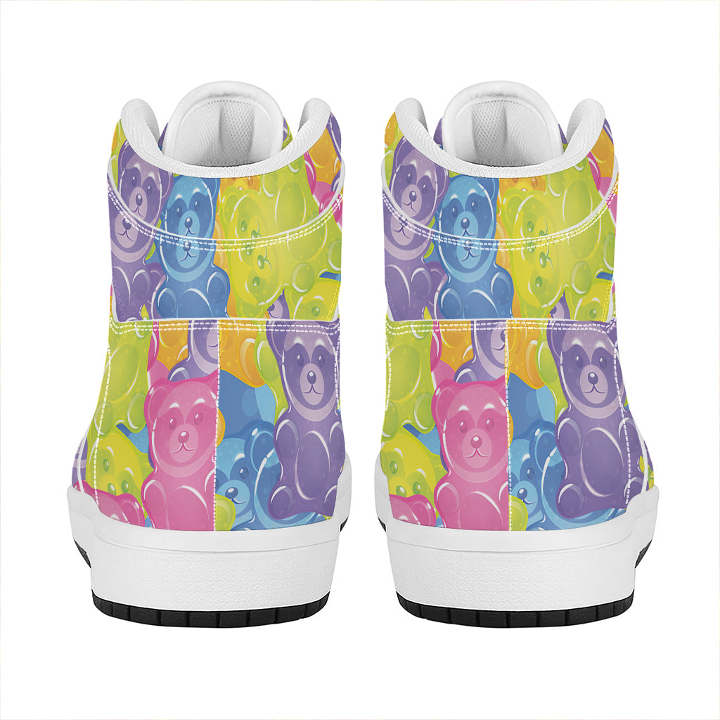 Colorful Gummy Bear Print High Top Leather Sneakers