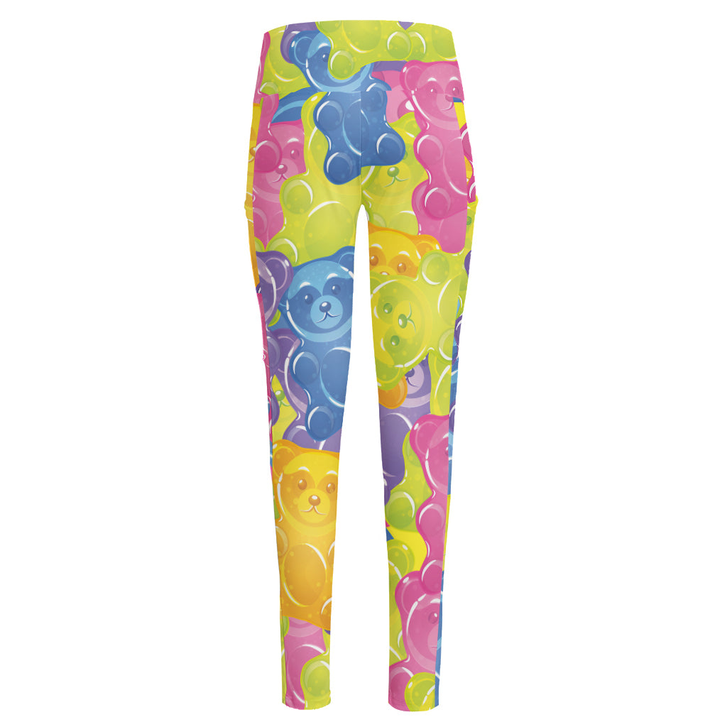 Colorful Gummy Bear Print High-Waisted Pocket Leggings