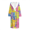 Colorful Gummy Bear Print Hooded Bathrobe