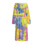 Colorful Gummy Bear Print Hooded Bathrobe