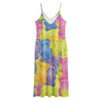 Colorful Gummy Bear Print Jersey Midi Cami Dress