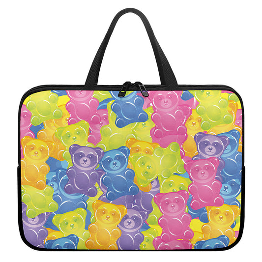 Colorful Gummy Bear Print Laptop Sleeve With Handle