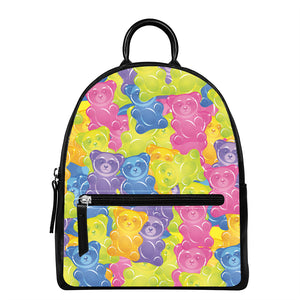 Colorful Gummy Bear Print Leather Backpack