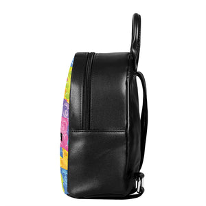 Colorful Gummy Bear Print Leather Backpack