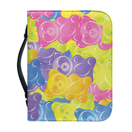 Colorful Gummy Bear Print Leather Bible Cover