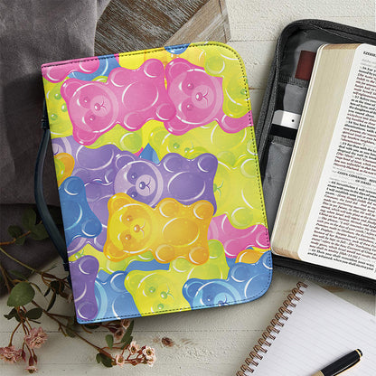 Colorful Gummy Bear Print Leather Bible Cover