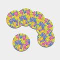 Colorful Gummy Bear Print Leather Coaster Set