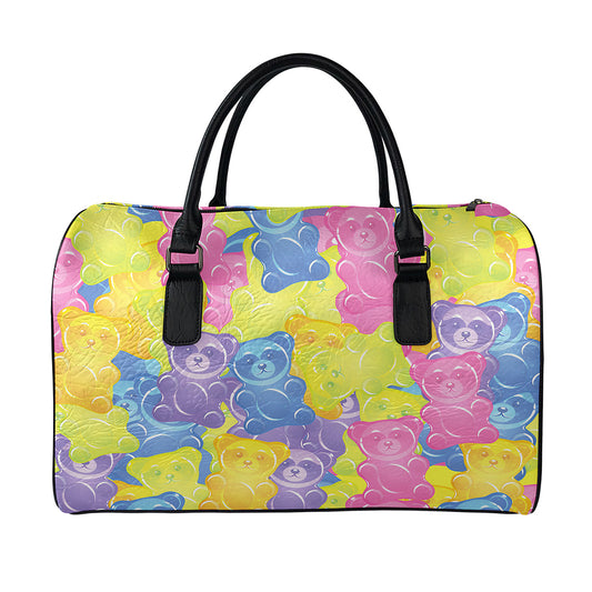 Colorful Gummy Bear Print Leather Duffle Bag