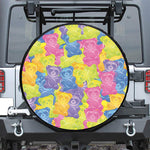 Colorful Gummy Bear Print Leather Spare Tire Cover