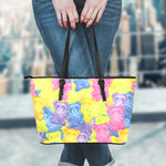 Colorful Gummy Bear Print Leather Tote Bag