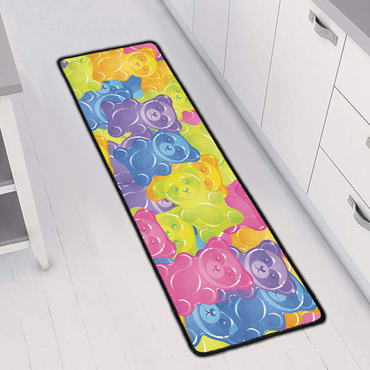Colorful Gummy Bear Print Long Kitchen Mat