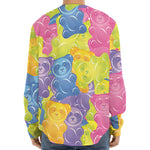 Colorful Gummy Bear Print Long Sleeve Baseball Jersey