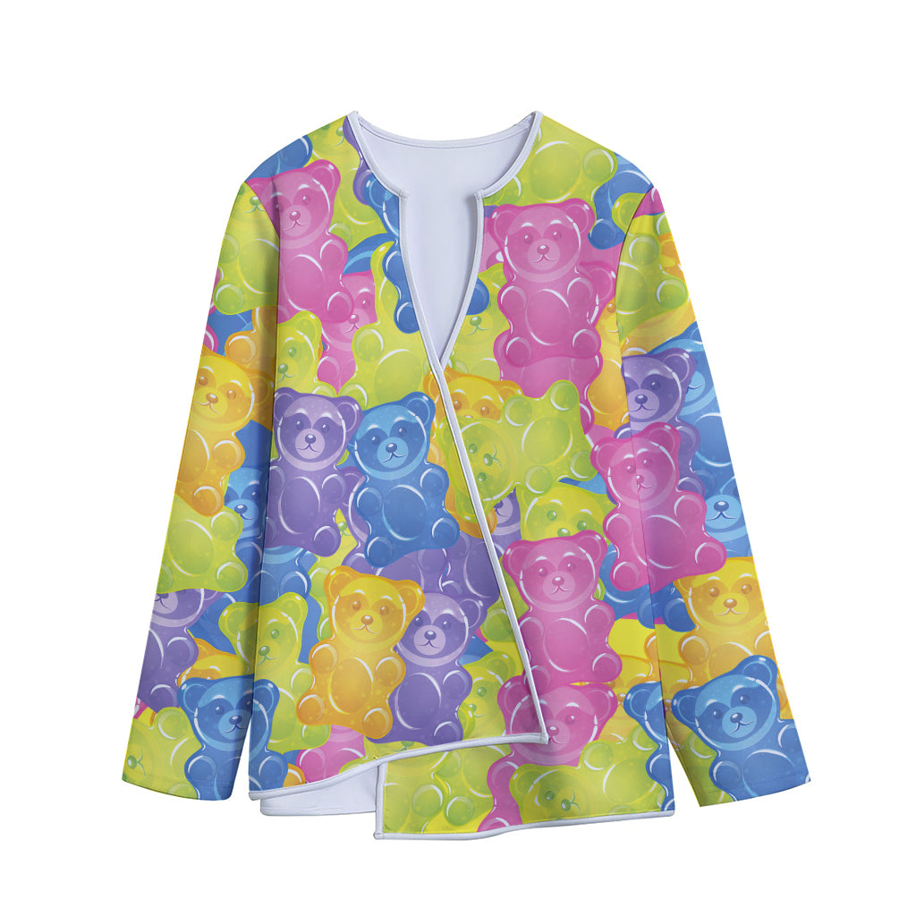 Colorful Gummy Bear Print Long Sleeve Short Coat