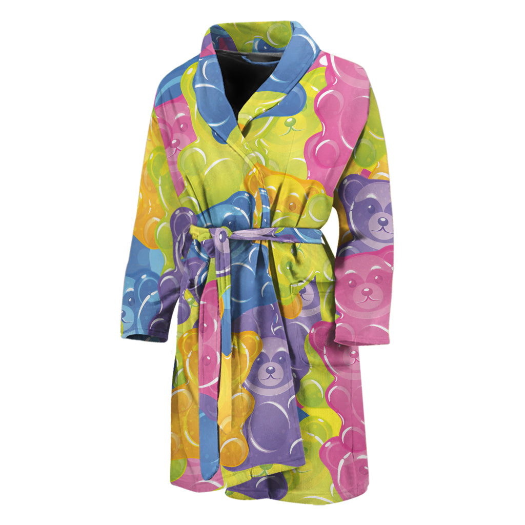 Colorful Gummy Bear Print Men's Bathrobe