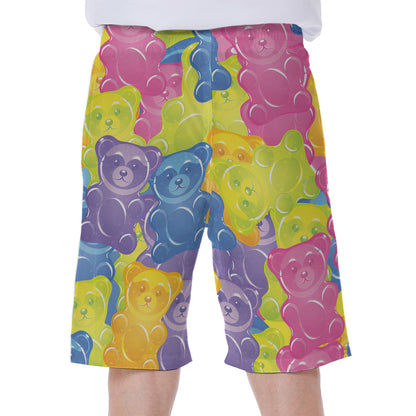 Colorful Gummy Bear Print Men's Beach Shorts