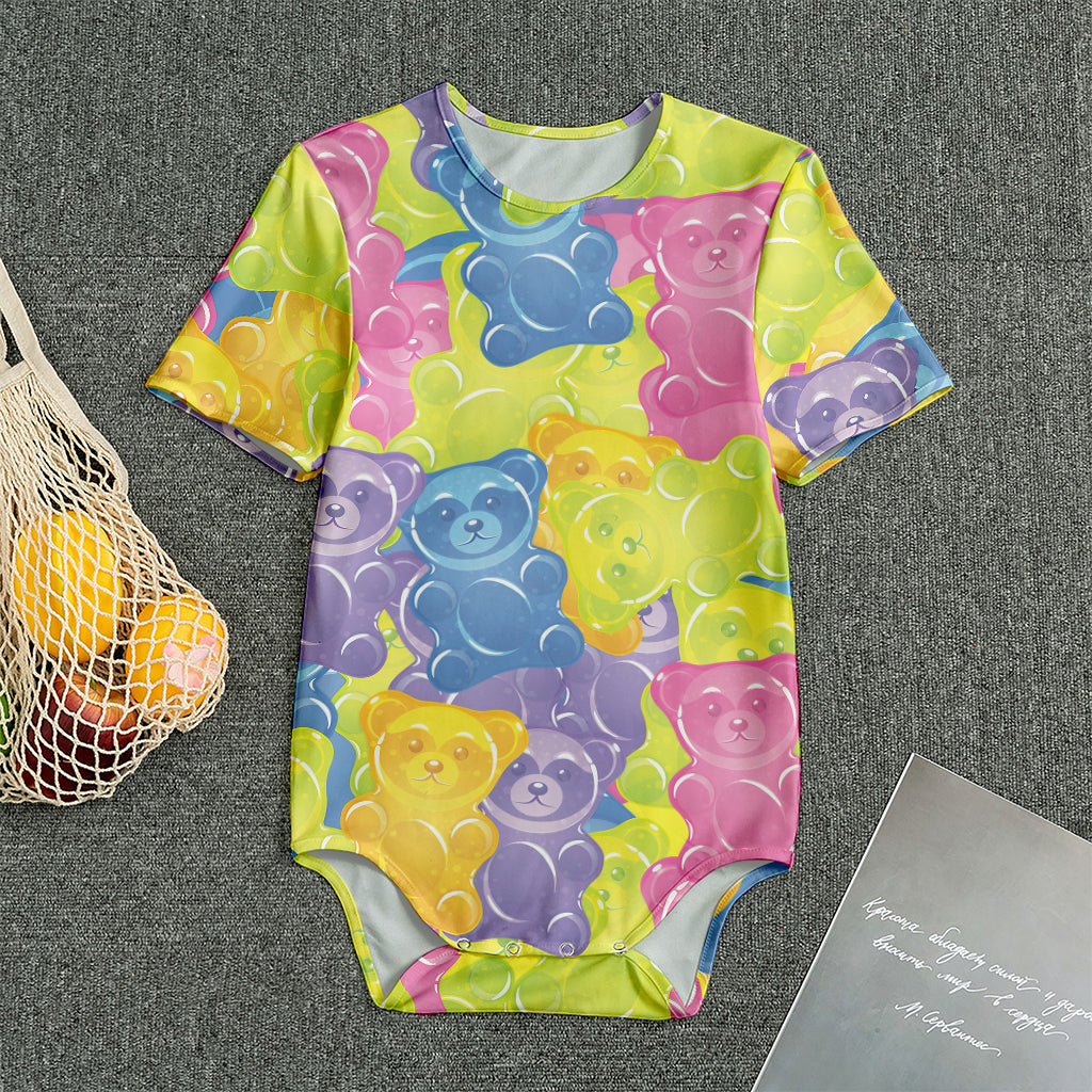 Colorful Gummy Bear Print Men's Bodysuit