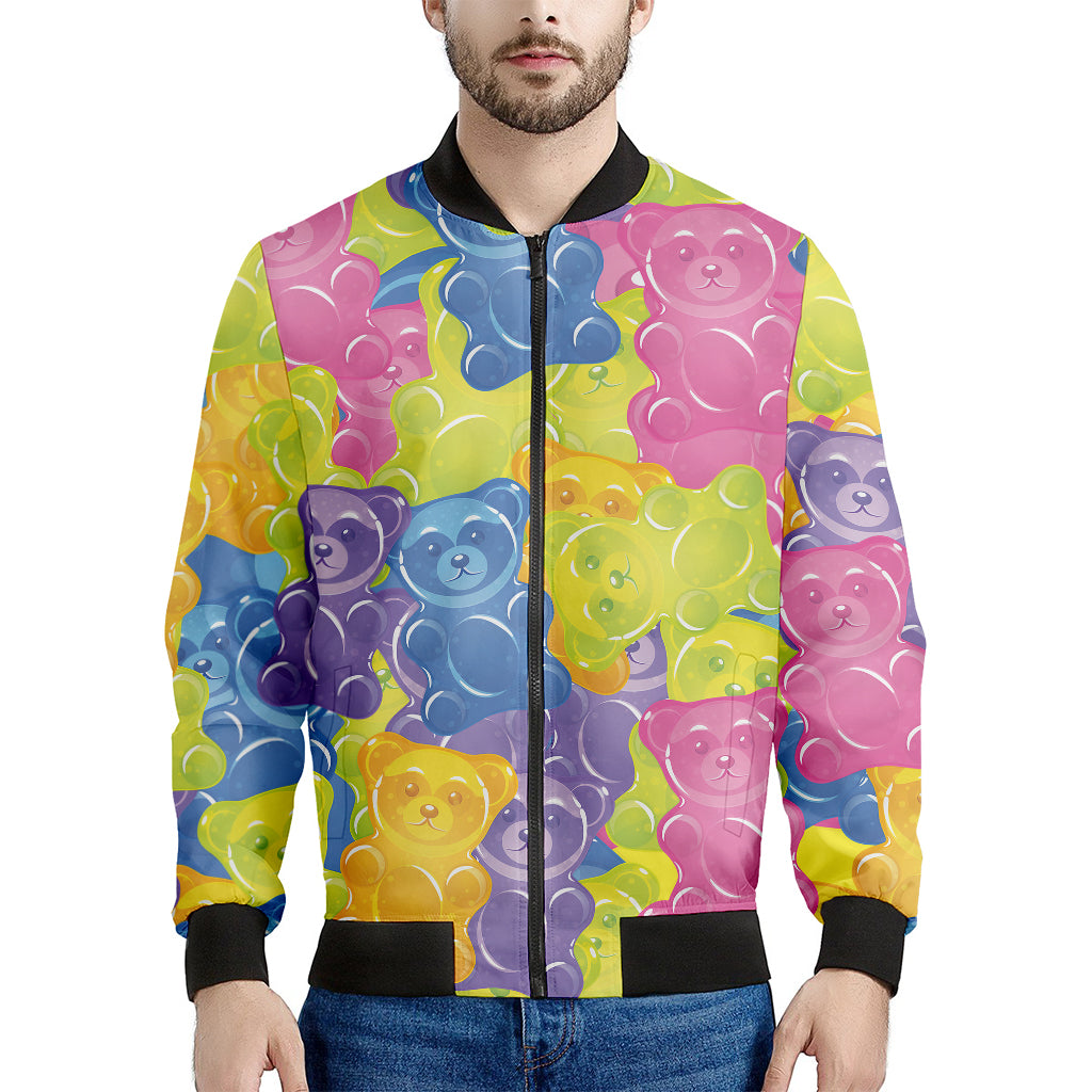 Colorful Gummy Bear Print Men's Bomber Jacket