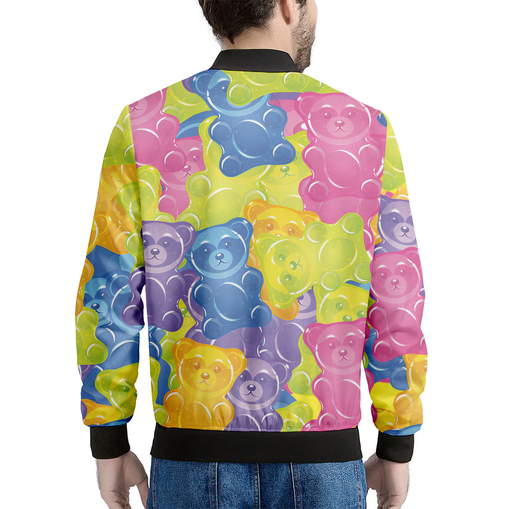 Colorful Gummy Bear Print Men's Bomber Jacket