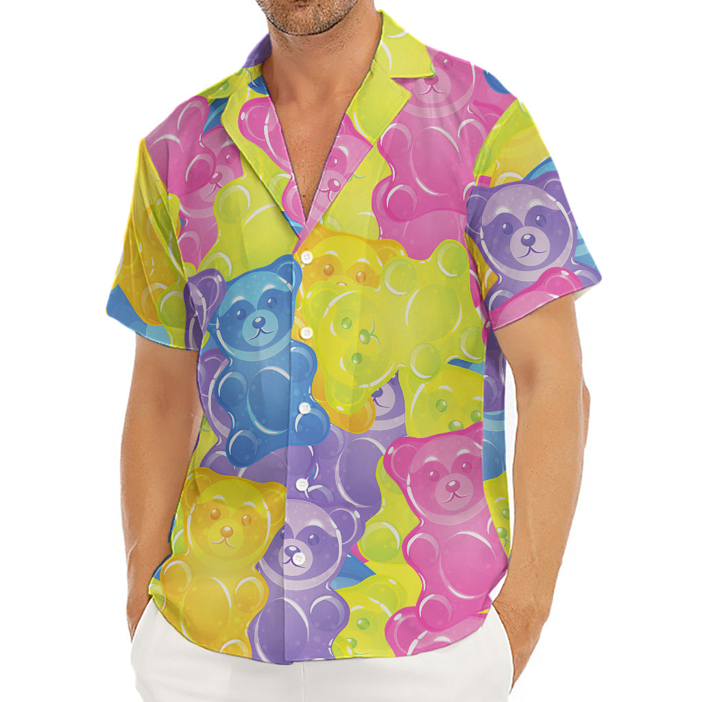 Colorful Gummy Bear Print Men's Deep V-Neck Shirt