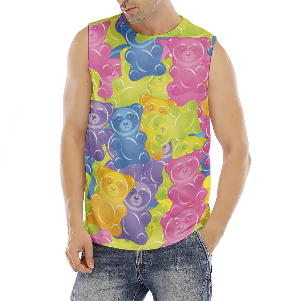 Colorful Gummy Bear Print Men's Fitness Tank Top
