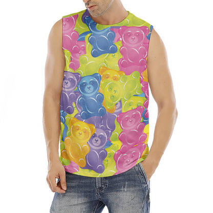 Colorful Gummy Bear Print Men's Fitness Tank Top