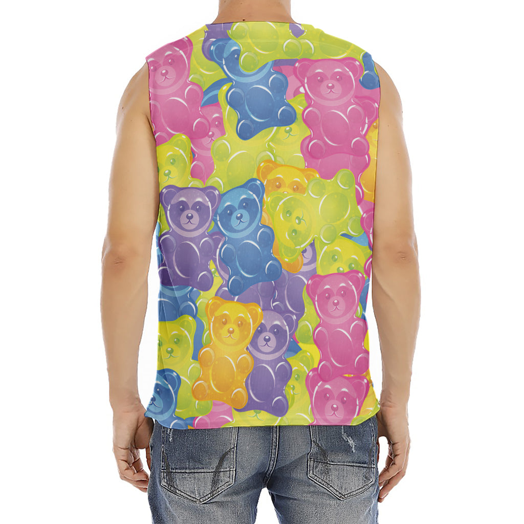 Colorful Gummy Bear Print Men's Fitness Tank Top