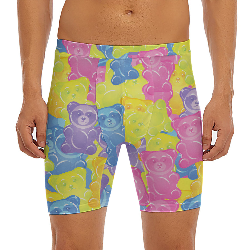 Colorful Gummy Bear Print Men's Long Boxer Briefs