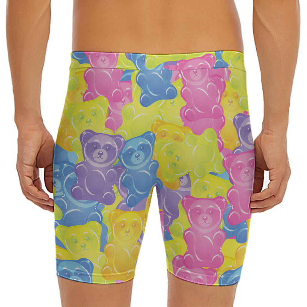 Colorful Gummy Bear Print Men's Long Boxer Briefs